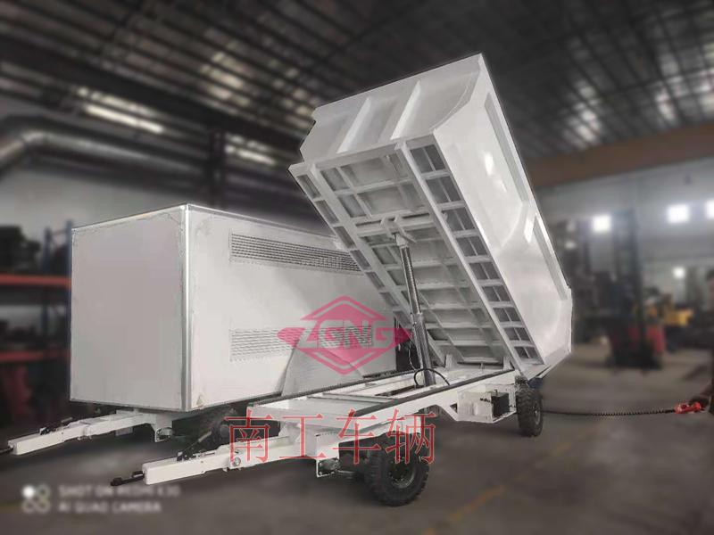 5吨自卸厢式平板车 无动力牵引自卸工具拖车